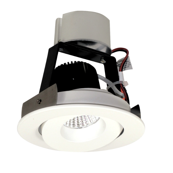 Nora Lighting NIR-4RG35XMPW/10 4" Iolite LED Round Adjustable Gimbal Retrofit, 1000lm / 12W, 3500K, Matte Powder White Finish