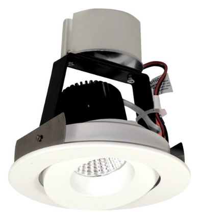 Nora Lighting NIR-4RG50XMPW/10 4" Iolite LED Round Adjustable Gimbal Retrofit, 1000lm, 5000K Color Temperature, Matte Powder White Finish