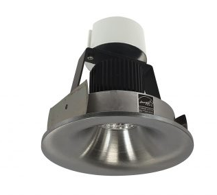 Nora Lighting NIR-4RNB50XNN 4" Iolite LED Retrofit Round Non-Adjustable Bullnose, 800lm / 12W, 5000K Color Temperature, Natural Metal Finish