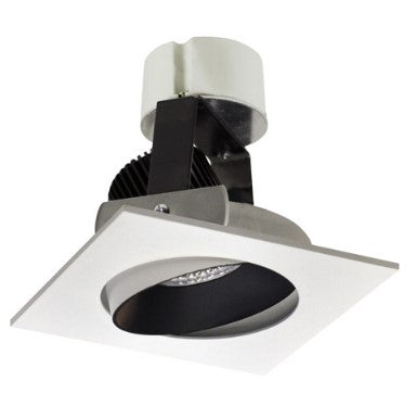 Nora Lighting NIR-4SC27XBW/10 4 Inch Iolite LED Square Adjustable Cone Retrofit, 1000lm / 12W, 2700K, Black Reflector / White Flange