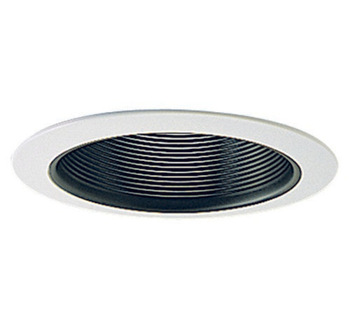 Nora Lighting NL-411W 4" Black Adjustable Stepped Baffle with White Metal Ring