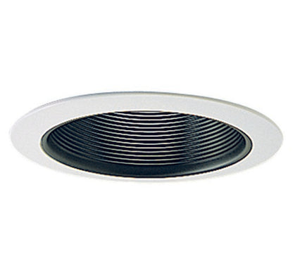 Nora Lighting NL-411W 4" Black Adjustable Stepped Baffle with White Metal Ring