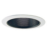 Nora Lighting NL-411W 4" Black Adjustable Stepped Baffle with White Metal Ring