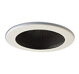 Nora Lighting NL-411W 4" Black Adjustable Stepped Baffle with White Metal Ring