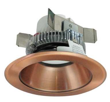 Nora Lighting NLCBC2-45127COCO/10LE4 4" Cobalt Click LED Retrofit, Round Reflector, 1000lm / 12W, 2700K Color Temperature, Copper Reflector / Copper Flange Finish 120V-277V input, Triac / ELV / 0-10V dimming
