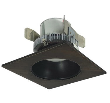 Nora Lighting NLCBC2-45330BZBZ/ALE4 4 Inch Cobalt Click LED Retrofit, Square Reflector with Round Aperture, 750lm / 10W, 3000K, Bronze Reflector / Bronze Flange, 120V-277V input; Triac / ELV / 0-10V dimming