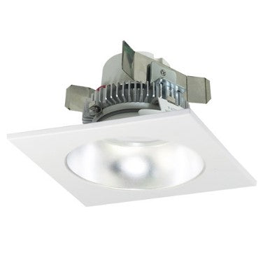 Nora Lighting NLCBC2-45335DW/ALE4 4 Inch Cobalt Click LED Retrofit, Square Reflector with Round Aperture, 750lm / 10W, 3500K, Diffused Clear Reflector / White Flange, 120V-277V input; Triac / ELV / 0-10V dimming