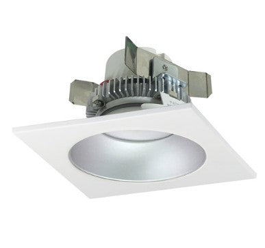 Nora Lighting NLCBC2-45335HZW/ALE4 4 Inch Cobalt Click LED Retrofit, Square Reflector with Round Aperture, 750lm / 10W, 3500K, Haze Reflector / White Flange, 120V-277V input; Triac / ELV / 0-10V dimming