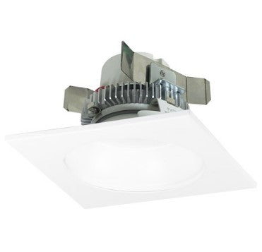 Nora Lighting NLCBC2-45335MPW/10LE4 4 Inch Cobalt Click LED Retrofit, Square Reflector with Round Aperture, 1000lm / 12W, 3500K, Matte Powder White Reflector / Matte Powder White Flange, 120V-277V input; Triac / ELV / 0-10V dimming