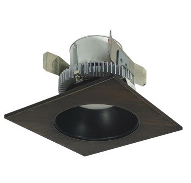 Nora Lighting NLCBC2-45340BZBZ/10LE4 4 Inch Cobalt Click LED Retrofit, Square Reflector with Round Aperture, 1000lm / 12W, 4000K, Bronze Reflector / Bronze Flange, 120V-277V input; Triac / ELV / 0-10V dimming