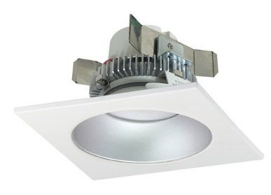 Nora Lighting NLCBC2-453CDHZW/A 4" Cobalt Click LED Retrofit, Square Reflector with Round Aperture, 750lm / 10W, Comfort Dim, Haze Reflector / White Flange Finish