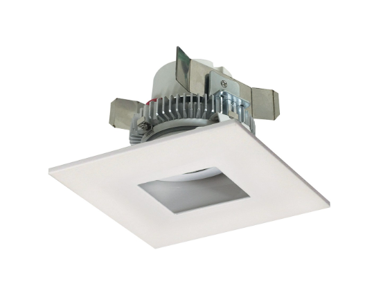 Nora Lighting NLCBC2-45527WW/ALE4 4" Cobalt Click LED Retrofit, Square Pinhole, 750lm / 10W, 2700K, 120V-277V input; Triac / ELV / 0-10V dimming, White Flange