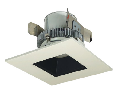 Nora Lighting NLCBC2-45630BW/ALE4 4" Cobalt Click LED Retrofit, Square Reflector, 750lm / 10W, 3000K Color Temperature, Black Reflector / White Flange Finish, 120V-277V input Triac / ELV / 0-10V dimming