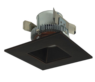 Nora Lighting NLCBC2-45630BZBZ/ALE4 4" Cobalt Click LED Retrofit, Square Reflector, 750lm / 10W, 3000K Color Temperature, Bronze Reflector / Bronze Flange Finish, 120V-277V input Triac / ELV / 0-10V dimming