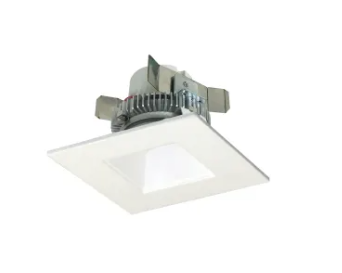 Nora Lighting NLCBC2-45630WW/10LE4EM 4" Cobalt Click LED Retrofit, Square Reflector, 750lm / 10W, 3000K, 120V-277V input; Triac / ELV / 0-10V dimming, Pre-Wired for Emergency, White Reflector / White Flange