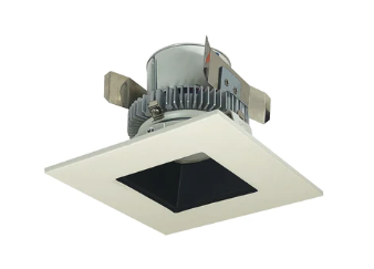 Nora Lighting NLCBC2-45635BW/10LE4 4" Cobalt Click LED Retrofit, Square Reflector, 1000lm / 12W, 3500K, 120V-277V input; Triac / ELV / 0-10V dimming, Black Reflector / White Flange
