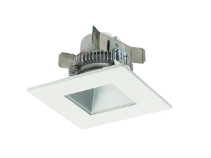 Nora Lighting NLCBC2-45635HZW/ALE4 4" Cobalt Click LED Retrofit, Square Reflector, 750lm / 10W, 3500K, 120V-277V input; Triac / ELV / 0-10V dimming, Haze Reflector / White Flange