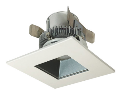Nora Lighting NLCBC2-45635PW/ALE4 4" Cobalt Click LED Retrofit, Square Reflector, 750lm / 10W, 3500K Color Temperature, Pewter Reflector / White Flange Finish, 120V-277V input Triac / ELV / 0-10V dimming