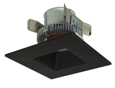 Nora Lighting NLCBC2-45640BZBZ/ALE4 4" Cobalt Click LED Retrofit, Square Reflector, 750lm / 10W, 4000K Color Temperature, Bronze Reflector / Bronze Flange Finish, 120V-277V input Triac / ELV / 0-10V dimming