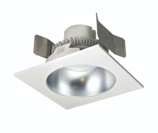 Nora Lighting NLCBC2-55327DW/10 5" Cobalt Click LED Retrofit, Square Reflector with Round Aperture, 1000lm / 12W, 2700K, Diffused Clear Reflector / White Flange