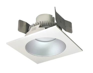 Nora Lighting NLCBC2-55327HZW/10LE4 5" Cobalt Click LED Retrofit, Square Reflector with Round Aperture, 1000lm / 12W, 2700K, 120V-277V input; Triac / ELV / 0-10V dimming, Haze Reflector / White Flange