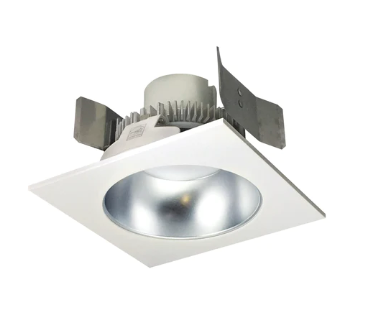Nora Lighting NLCBC2-55330DW/10LE4 5" Cobalt Click LED Retrofit, Square Reflector with Round Aperture, 1000lm / 12W, 3000K, 120V-277V input; Triac / ELV / 0-10V dimming, Diffused Clear Reflector / White Flange