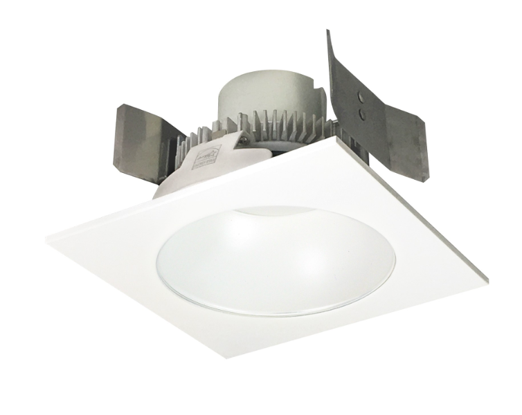 Nora Lighting NLCBC2-55330MPW/10 5" Cobalt Click LED Retrofit, Square Reflector with Round Aperture, 1000lm / 12W, 3000K, Matte Powder White Reflector / Matte Powder White Flange