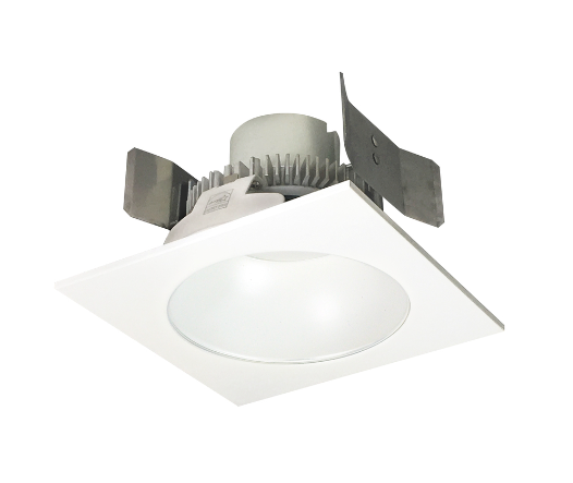 Nora Lighting NLCBC2-55330MPW/10LE4 5" Cobalt Click LED Retrofit, Square Reflector with Round Aperture, 1000lm / 12W, 3000K, 120V-277V input; Triac / ELV / 0-10V dimming, Matte Powder White Reflector / Matte Powder White Flange