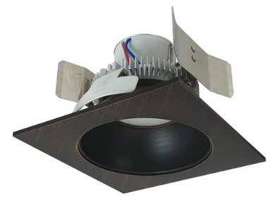 Nora Lighting NLCBC2-55335BZBZ/10LE4 5" Cobalt Click LED Retrofit, Square Reflector with Round Aperture, 1000lm / 12W, 3500K Color Temperature, Bronze Reflector / Bronze Flange Finish, 120V-277V input Triac / ELV / 0-10V dimming