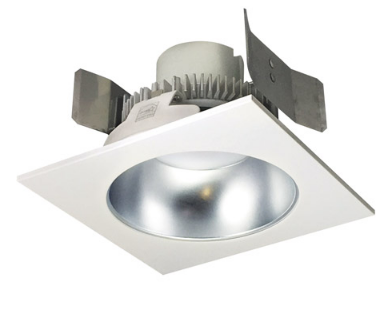 Nora Lighting NLCBC2-55340DW/ALE4 5" Cobalt Click LED Retrofit, Square Reflector with Round Aperture, 750lm / 10W, 4000K Color Temperature, Diffused Clear Reflector / White Flange Finish, 120V-277V input Triac / ELV / 0-10V dimming