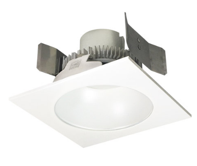 Nora Lighting NLCBC2-55335MPW/10LE4 5" Cobalt Click LED Retrofit, Square Reflector with Round Aperture, 1000lm / 12W, 3500K Color Temperature, Matte Powder White Reflector / Flange Finish, 120V-277V input Triac / ELV / 0-10V dimming