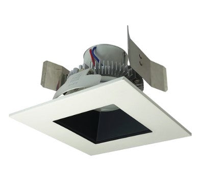 Nora Lighting NLCBC2-55627BW/10LE4 4 Inch Cobalt Click LED Retrofit, Square Reflector, 1000lm / 12W, 2700K, Black Reflector / White Flange, 120V-277V input; Triac / ELV / 0-10V dimming