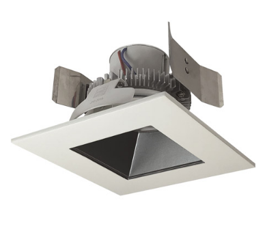 Nora Lighting NLCBC2-55630PW/ALE4 5" Cobalt Click LED Retrofit, Square Reflector, 750lm / 10W, 3000K Color Temperature, Pewter Reflector / White Flange Finish, 120V-277V input Triac / ELV / 0-10V dimming