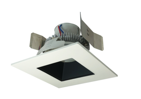 Nora Lighting NLCBC2-55635BW/10 4" Cobalt Click LED Retrofit, Square Reflector, 1000lm / 12W, 3500K, Black Reflector / White Flange