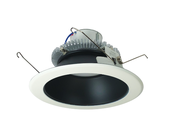 Nora Lighting NLCBC2-65130BW/10LE4 6" Cobalt Click LED Retrofit, Round Reflector, 1000lm / 12W, 3000K, 120V-277V input; Triac / ELV / 0-10V dimming, Black Reflector / White Flange