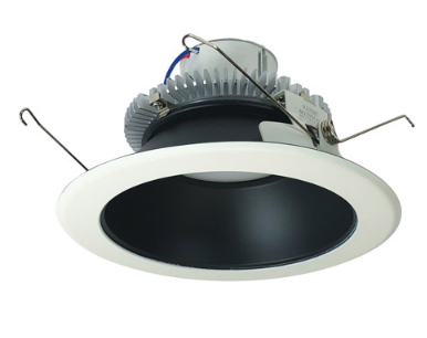 Nora Lighting NLCBC2-65135BW/A 6" Cobalt Click LED Retrofit, Round Reflector, 750lm / 10W, 3500K Color Temperature, Black Reflector / White Flange Finish