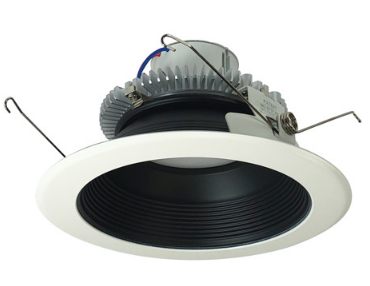 Nora Lighting NLCBC2-65227BW/A 6" Cobalt Click LED Retrofit, Round Baffle, 750lm / 10W, 2700K Color Temperature, Black Baffle / White Flange Finish