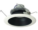 Nora Lighting NLCBC2-65227BW/A 6" Cobalt Click LED Retrofit, Round Baffle, 750lm / 10W, 2700K Color Temperature, Black Baffle / White Flange Finish