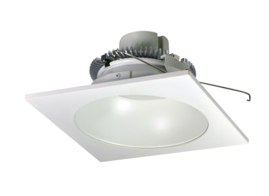 Nora Lighting NLCBC2-65327WW/ALE4 6" Cobalt Click LED Retrofit, Square Reflector with Round Aperture, 750lm / 10W, 2700K, 120V-277V input; Triac / ELV / 0-10V dimming, White Reflector / White Flange