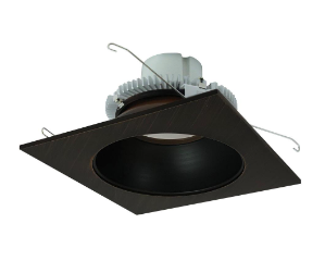 Nora Lighting NLCBC2-65330BZBZ/10LE4 6" Cobalt Click LED Retrofit, Square Reflector with Round Aperture, 1000lm / 12W, 3000K, 120V-277V input; Triac / ELV / 0-10V dimming, Bronze Reflector / Bronze Flange