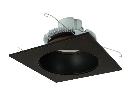 Nora Lighting NLCBC2-65330BZBZ/A 6" Cobalt Click LED Retrofit, Square Reflector with Round Aperture, 750lm / 10W, 3000K, Bronze Reflector / Bronze Flange