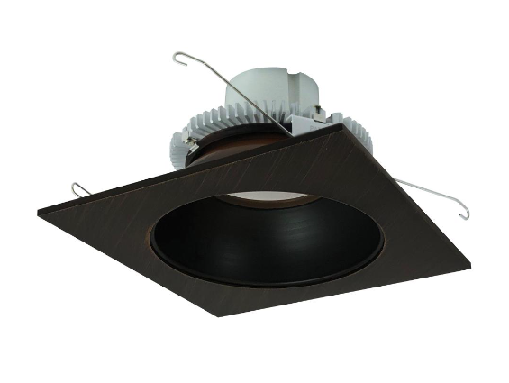 Nora Lighting NLCBC2-65330BZBZ/ALE4 6" Cobalt Click LED Retrofit, Square Reflector with Round Aperture, 750lm / 10W, 3000K, 120V-277V input; Triac / ELV / 0-10V dimming, Bronze Reflector / Bronze Flange