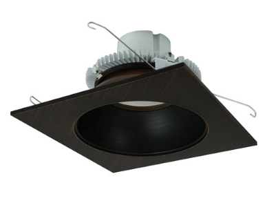 Nora Lighting NLCBC2-65335BZBZ/A 6" Cobalt Click LED Retrofit, Square Reflector with Round Aperture, 750lm / 10W, 3500K Color Temperature, Bronze Reflector / Bronze Flange Finish