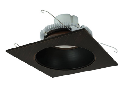 Nora Lighting NLCBC2-65340BZBZ/ALE4 6" Cobalt Click LED Retrofit, Square Reflector with Round Aperture, 750lm / 10W, 4000K Color Temperature, Bronze Reflector / Bronze Flange Finish, 120V-277V input Triac / ELV / 0-10V dimming