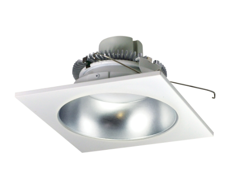 Nora Lighting NLCBC2-65340DW/ALE4 6" Cobalt Click LED Retrofit, Square Reflector with Round Aperture, 750lm / 10W, 4000K, 120V-277V input; Triac / ELV / 0-10V dimming, Diffused Clear Reflector / White Flange