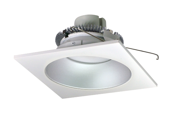 Nora Lighting NLCBC2-65340HZW/ALE4 6" Cobalt Click LED Retrofit, Square Reflector with Round Aperture, 750lm / 10W, 4000K, 120V-277V input; Triac / ELV / 0-10V dimming, Haze Reflector / White Flange