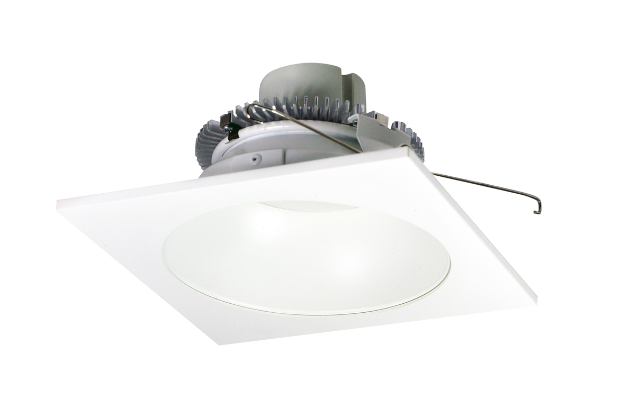 Nora Lighting NLCBC2-65340MPW/A 6" Cobalt Click LED Retrofit, Square Reflector with Round Aperture, 750lm / 10W, 4000K, Matte Powder White Reflector / Matte Powder White Flange