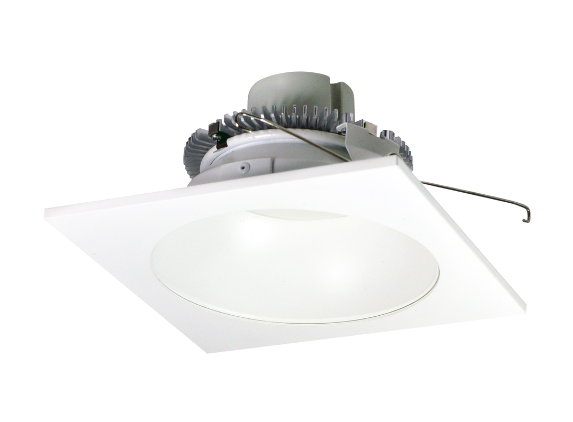 Nora Lighting NLCBC2-65340MPW/ALE4 6" Cobalt Click LED Retrofit, Square Reflector with Round Aperture, 750lm / 10W, 4000K, 120V-277V input; Triac / ELV / 0-10V dimming, Matte Powder White Reflector / Matte Powder White Flange