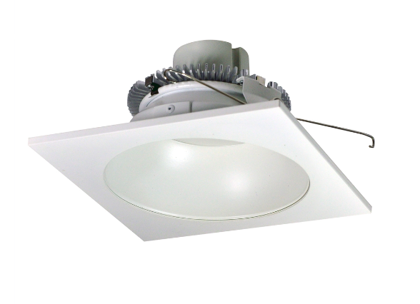 Nora Lighting NLCBC2-65340WW/10LE4 6" Cobalt Click LED Retrofit, Square Reflector with Round Aperture, 1000lm / 12W, 4000K, 120V-277V input; Triac / ELV / 0-10V dimming, White Reflector / White Flange