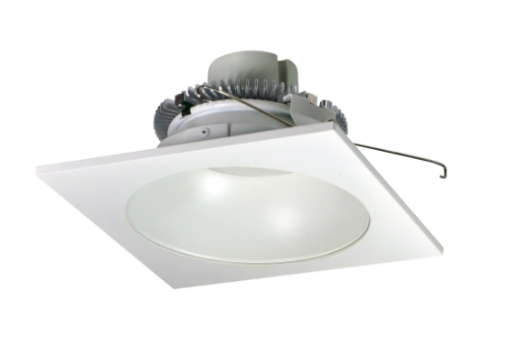 Nora Lighting NLCBC2-65340WW/ALE4 6" Cobalt Click LED Retrofit, Square Reflector with Round Aperture, 750lm / 10W, 4000K, 120V-277V input; Triac / ELV / 0-10V dimming, White Reflector / White Flange